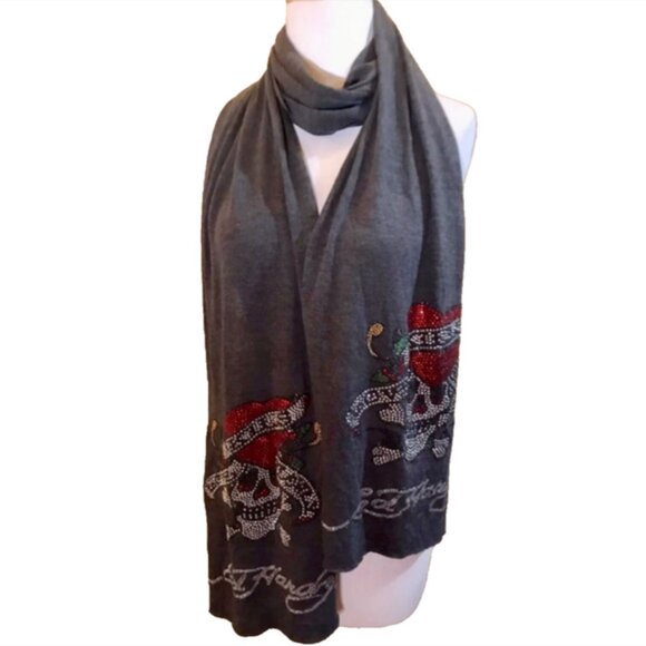 Vintage Y2K Ed Hardy Rhinestone Scarf Wrap